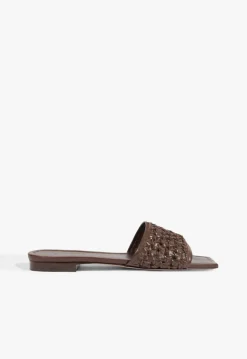 Schutz Juliet Brown Leather Flat Sandal