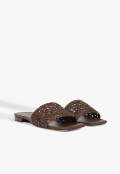 Schutz Juliet Brown Leather Flat Sandal