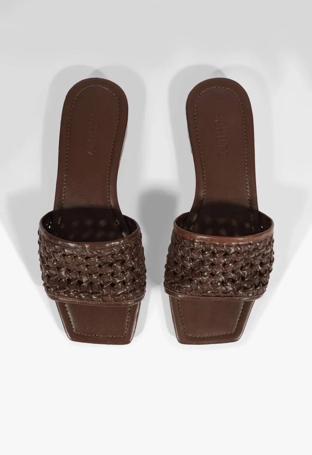 Schutz Juliet Brown Leather Flat Sandal