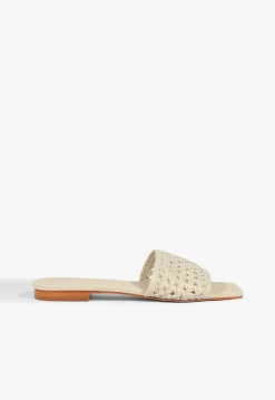 Schutz Juliet White Leather Flat Sandal