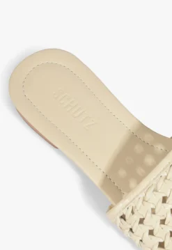 Schutz Juliet White Leather Flat Sandal