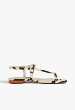 Schutz Lisa Animal Print Leather Flat Sandal