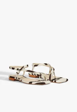 Schutz Lisa Animal Print Leather Flat Sandal