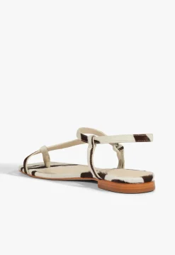 Schutz Lisa Animal Print Leather Flat Sandal