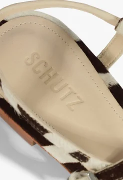 Schutz Lisa Animal Print Leather Flat Sandal