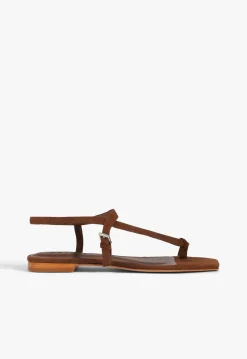 Schutz Lisa Brown Suede Flat Sandal