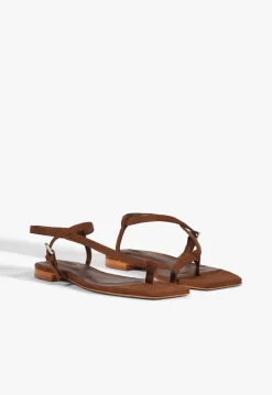 Schutz Lisa Brown Suede Flat Sandal