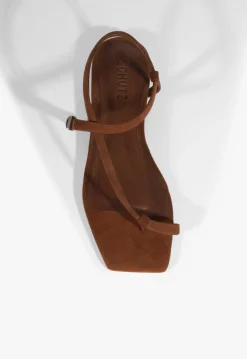 Schutz Lisa Brown Suede Flat Sandal