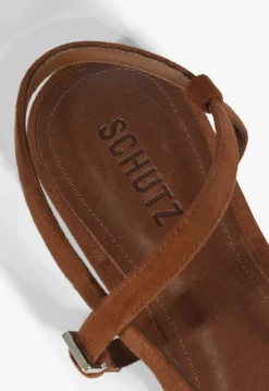 Schutz Lisa Brown Suede Flat Sandal
