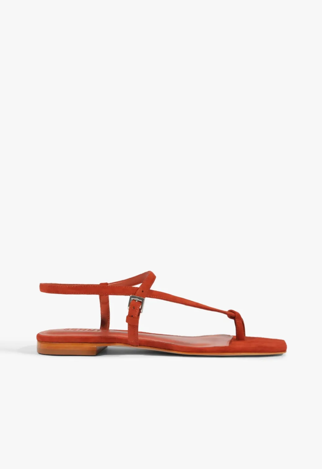 Schutz Lisa Red Suede Flat Sandal