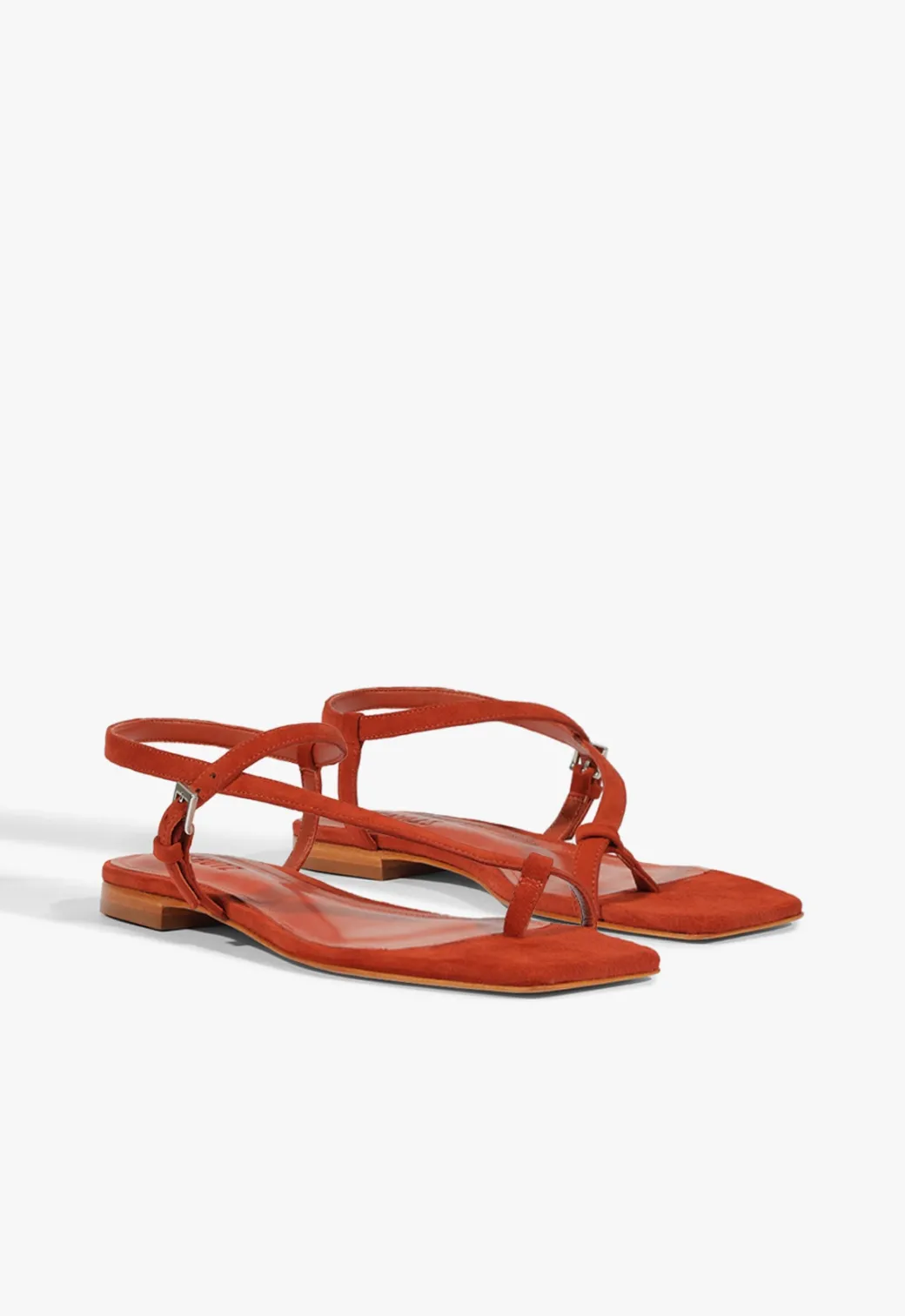 Schutz Lisa Red Suede Flat Sandal