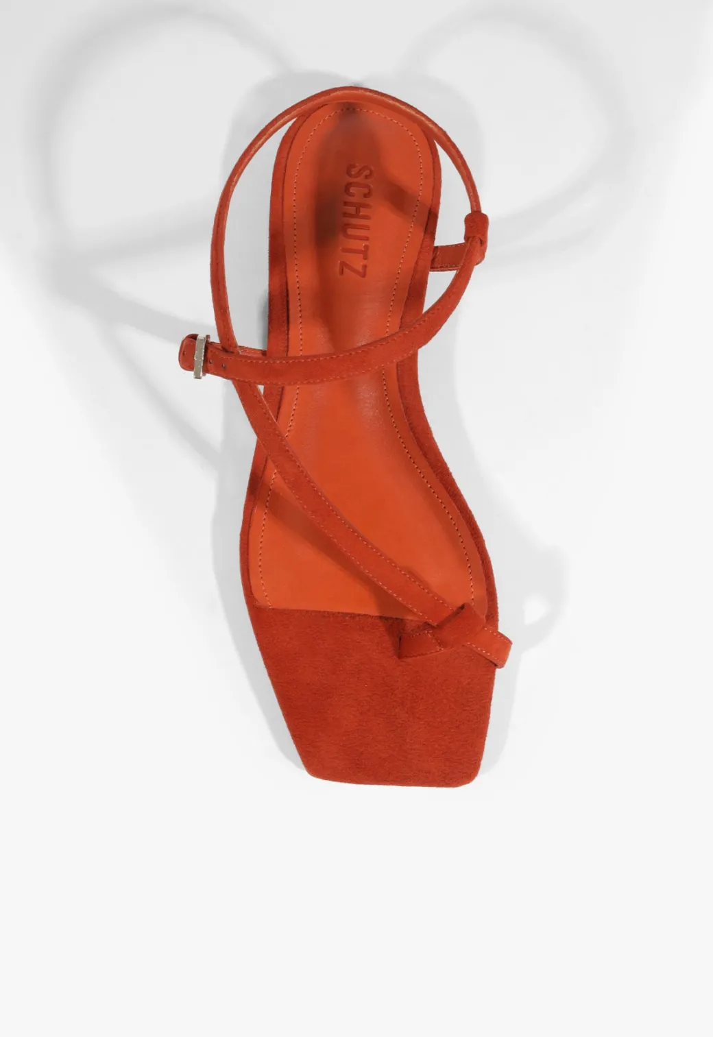 Schutz Lisa Red Suede Flat Sandal