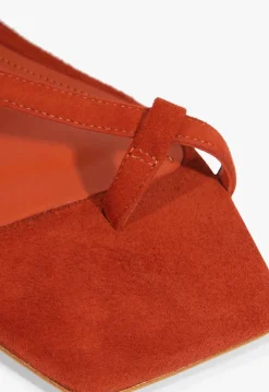 Schutz Lisa Red Suede Flat Sandal