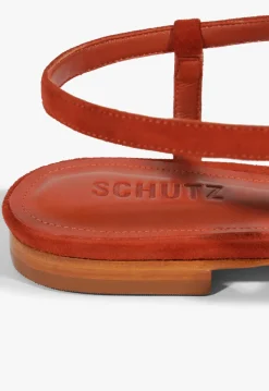 Schutz Lisa Red Suede Flat Sandal