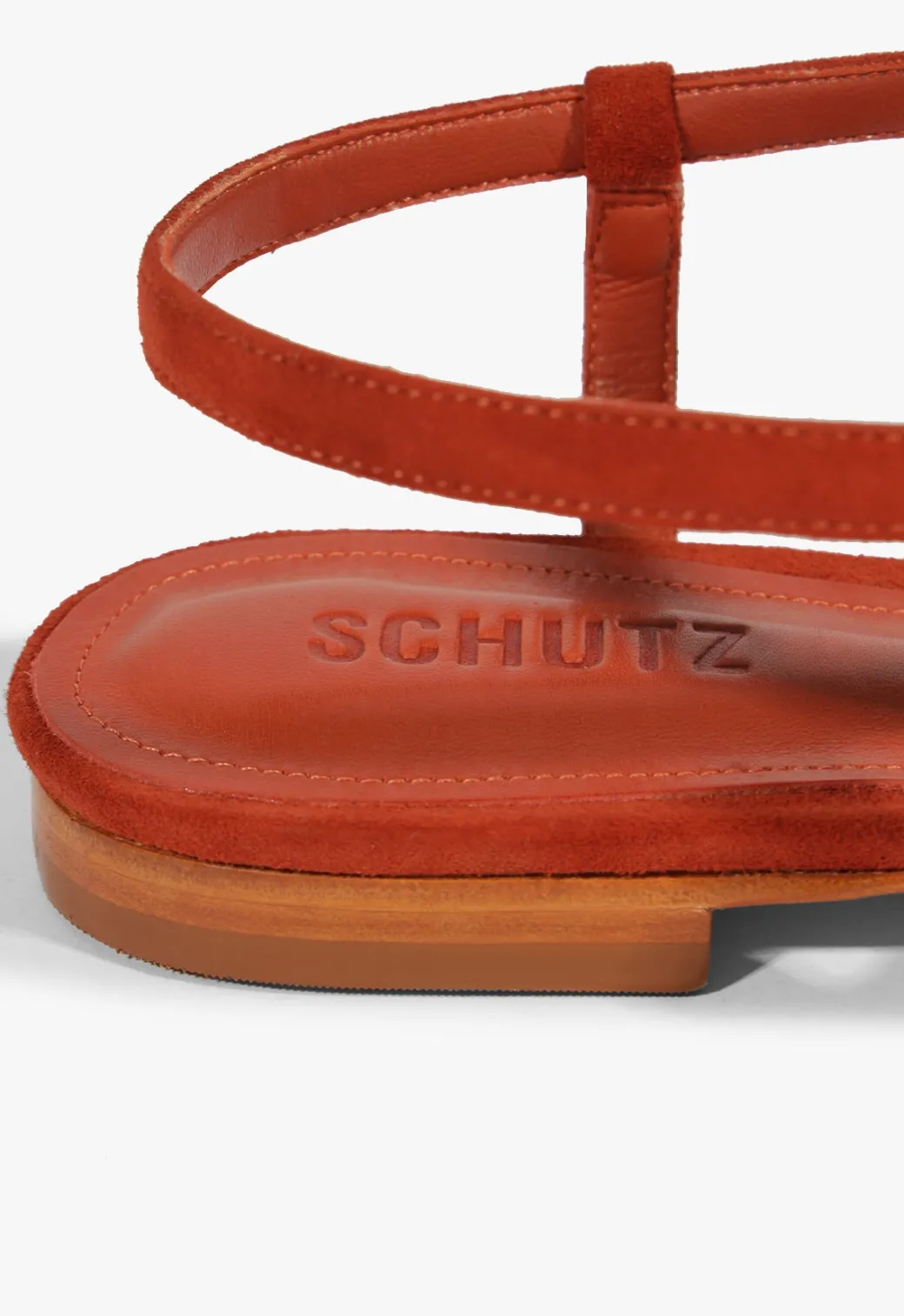 Schutz Lisa Red Suede Flat Sandal