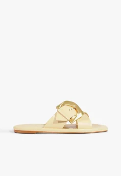 Schutz Lois Beige Leather Flat Sandal