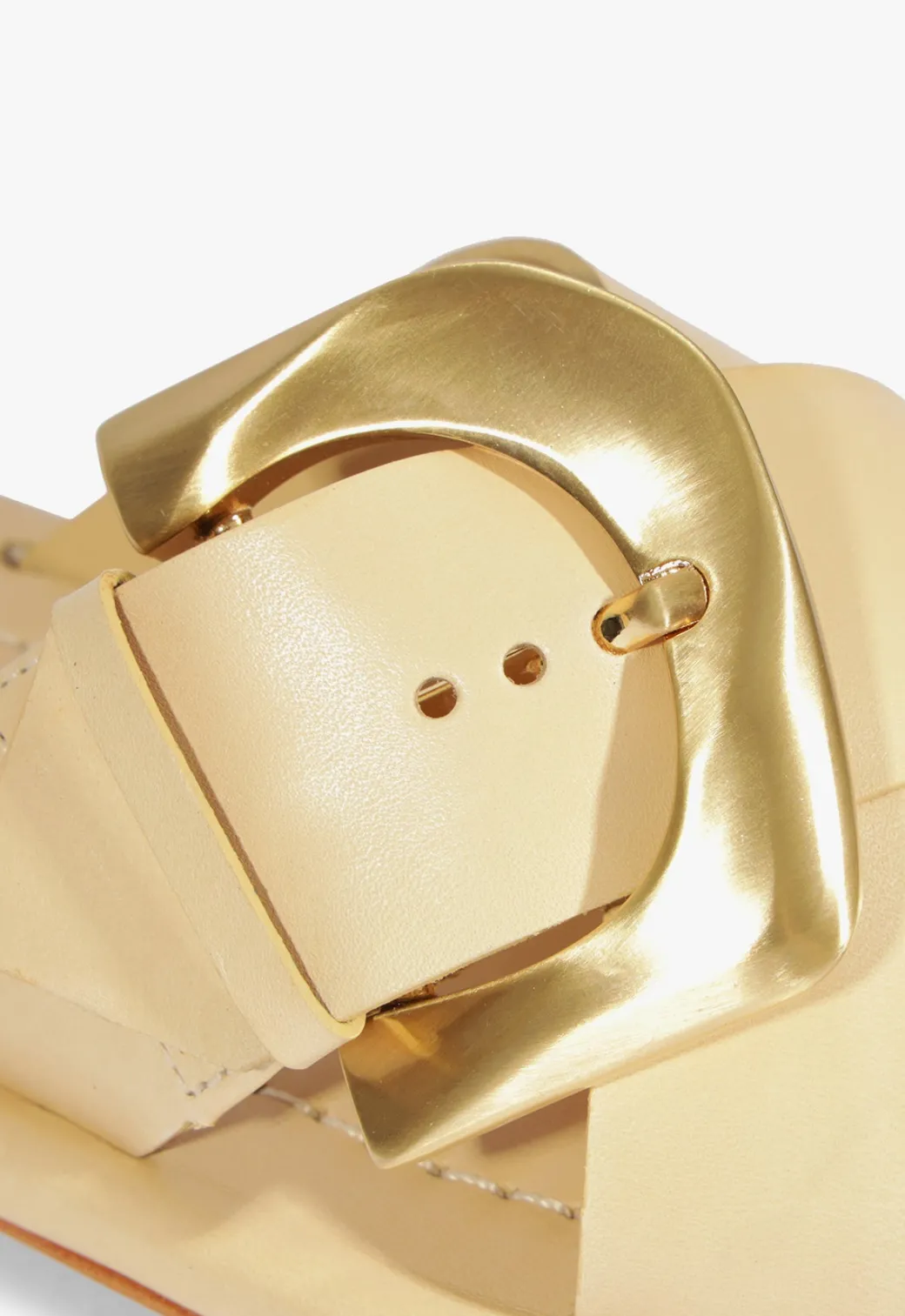 Schutz Lois Beige Leather Flat Sandal