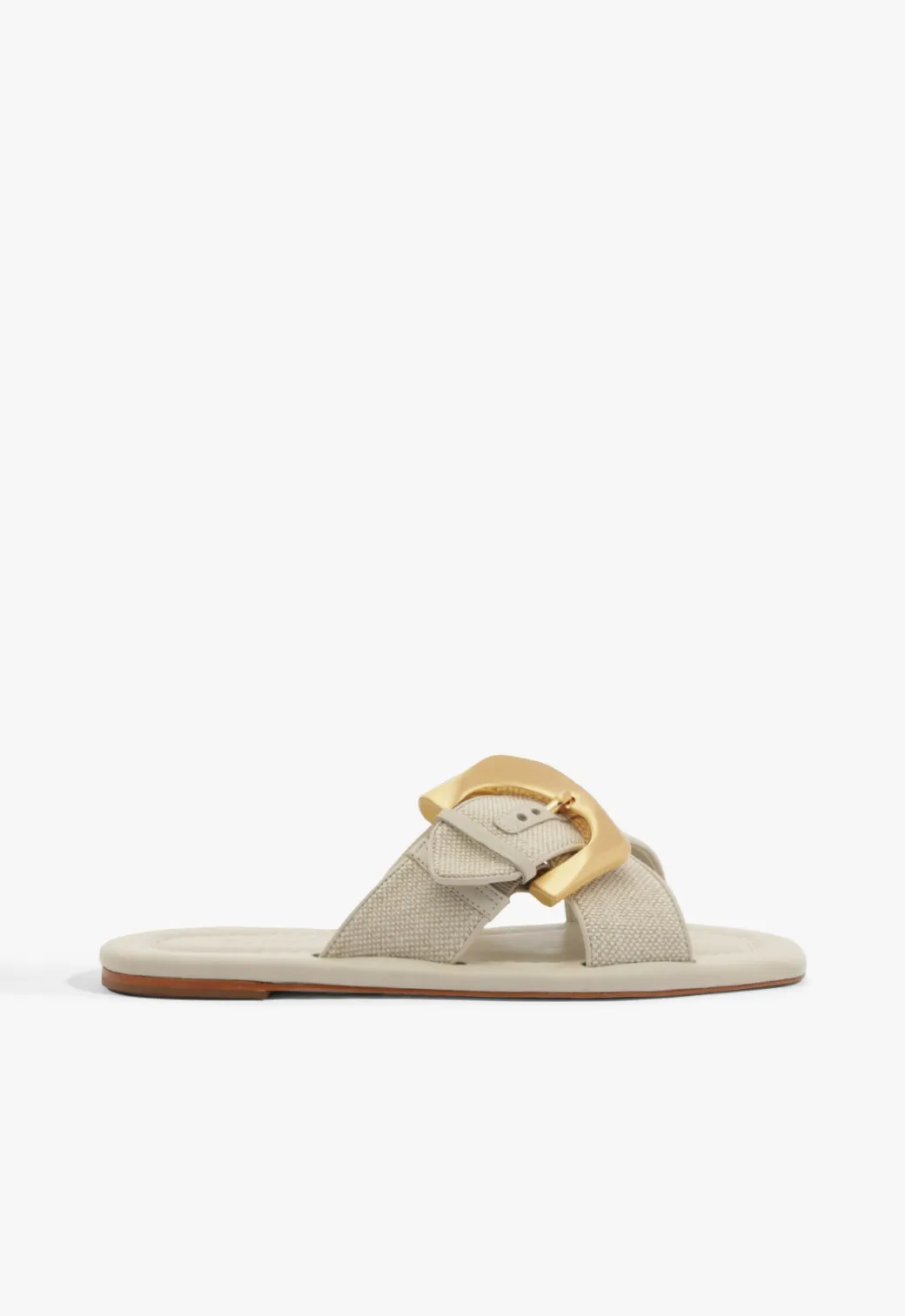 Schutz Lois Beige Linen Flat Sandal