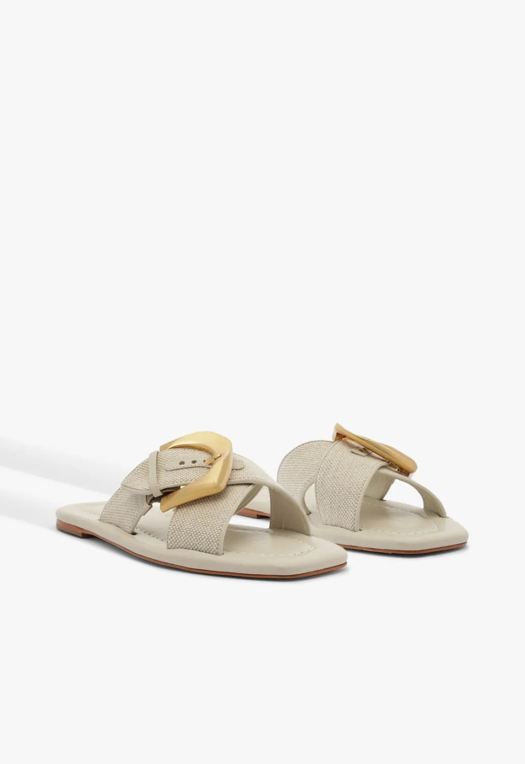 Schutz Lois Beige Linen Flat Sandal