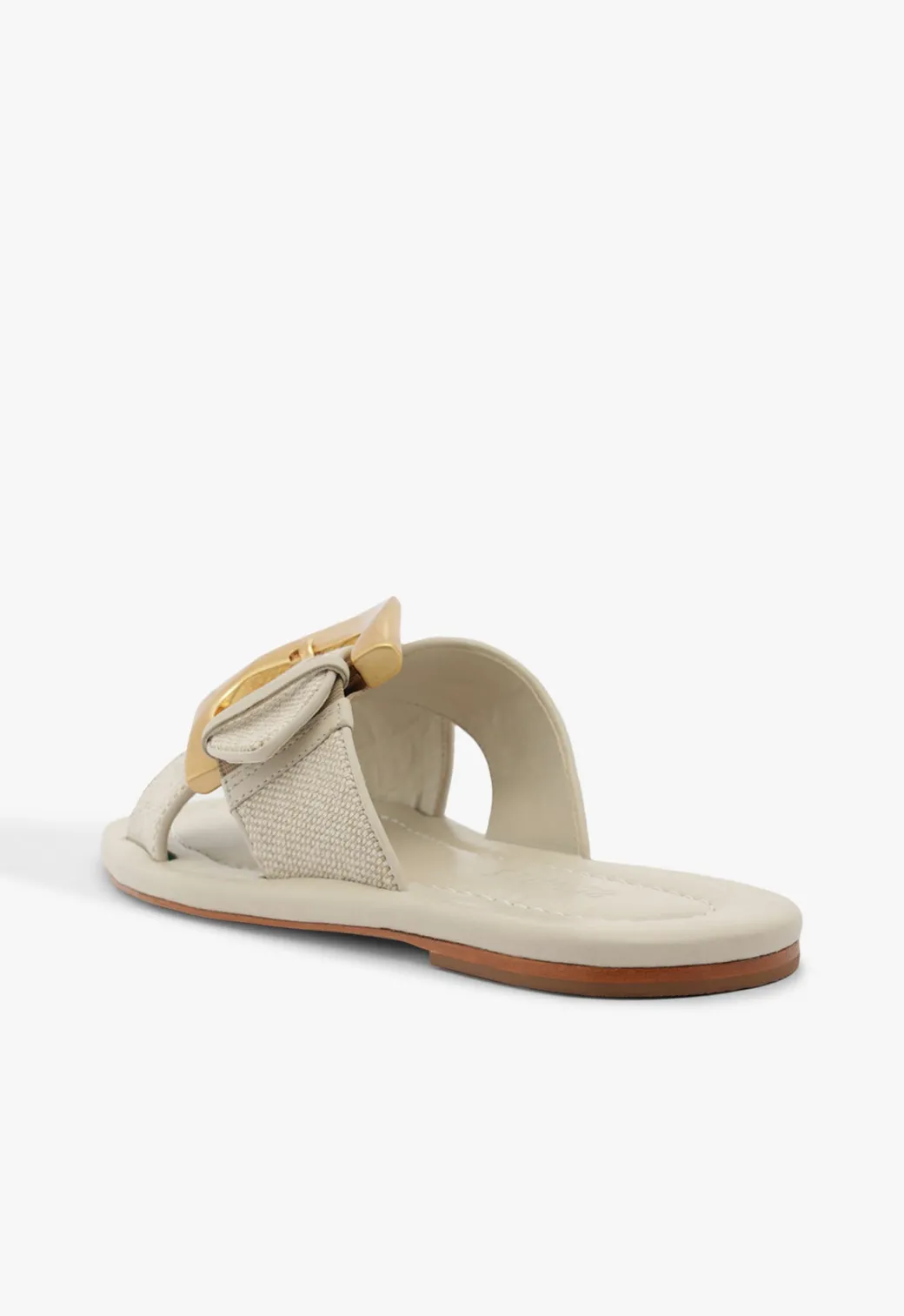 Schutz Lois Beige Linen Flat Sandal