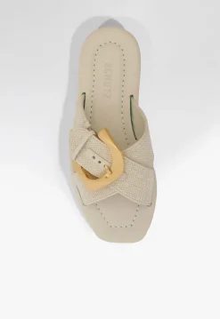 Schutz Lois Beige Linen Flat Sandal