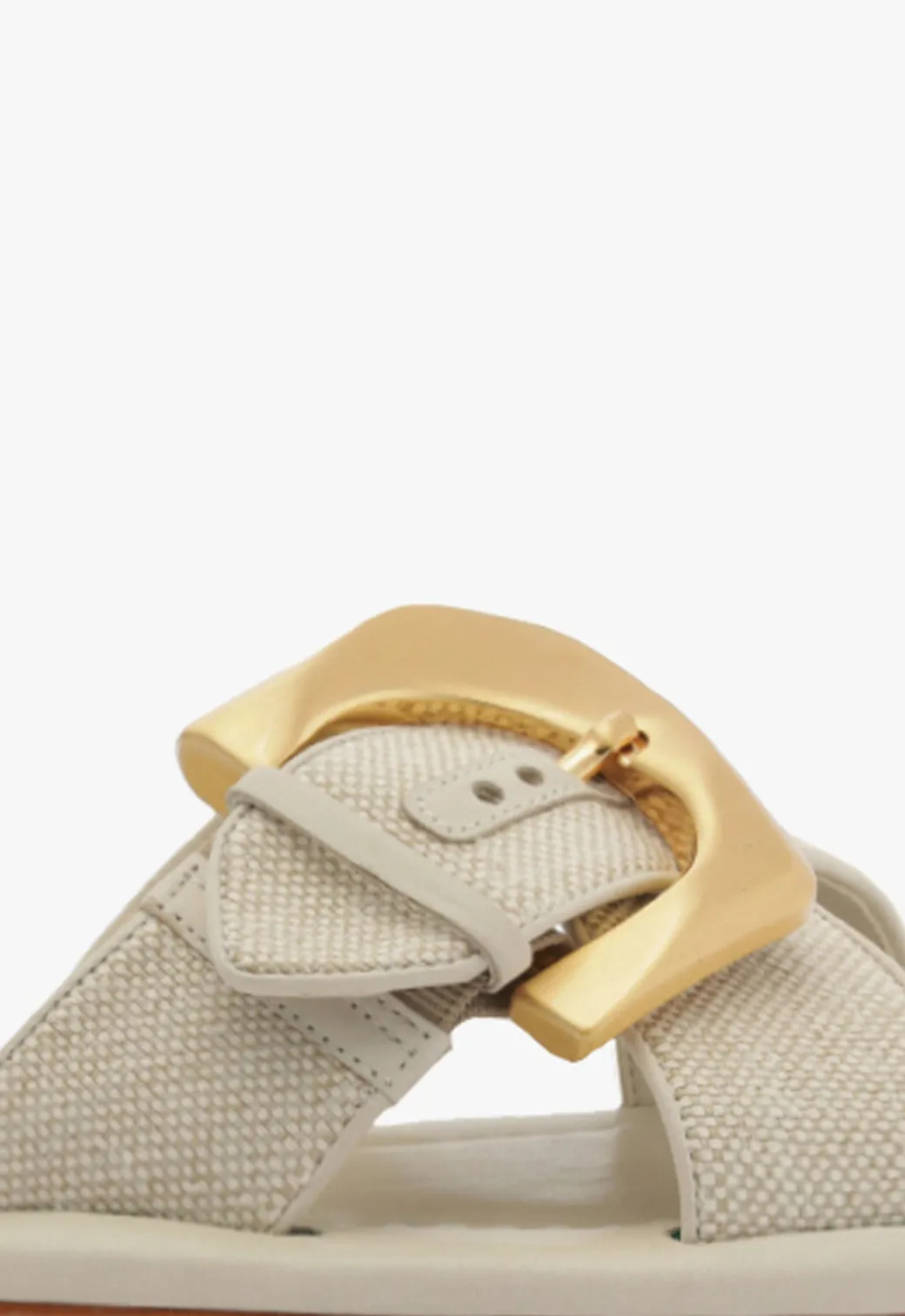 Schutz Lois Beige Linen Flat Sandal