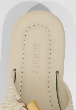 Schutz Lois Beige Linen Flat Sandal