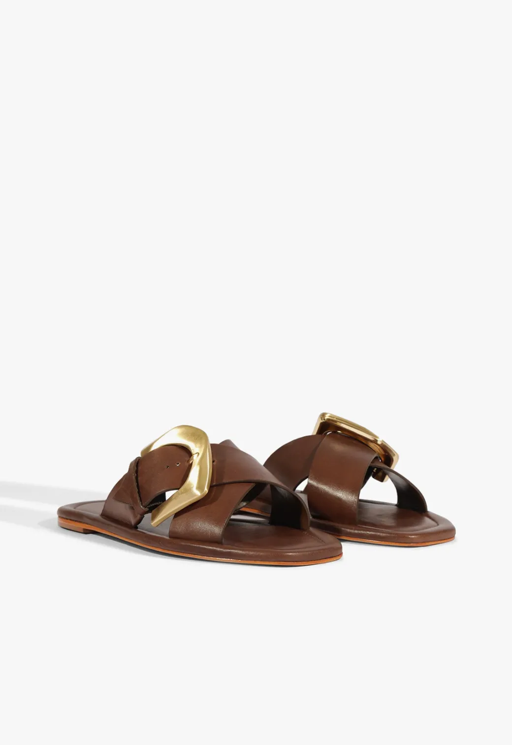 Schutz Lois Brown Leather Flat Sandal