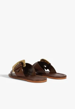 Schutz Lois Brown Leather Flat Sandal