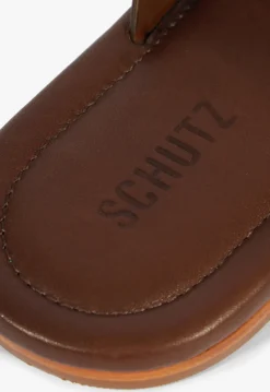 Schutz Lois Brown Leather Flat Sandal