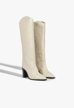 Schutz Maryana Block Crocodile-Embossed Leather Boot