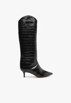 Schutz Maryana Lo Crocodile-Embossed Leather Boot
