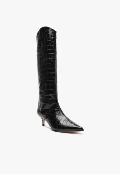 Schutz Maryana Lo Crocodile-Embossed Leather Boot