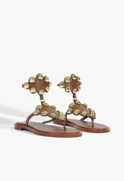 Schutz Mist Brown Leather Flat Sandal