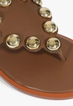 Schutz Mist Brown Leather Flat Sandal