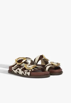 Schutz Olga Animal Print Leather Sporty Sandal