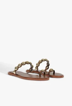 Schutz Romy Brown Leather Flat Sandal