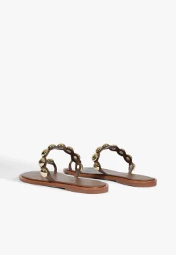 Schutz Romy Brown Leather Flat Sandal