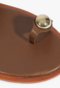 Schutz Romy Brown Leather Flat Sandal