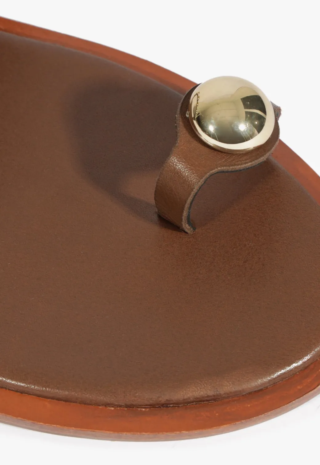 Schutz Romy Brown Leather Flat Sandal