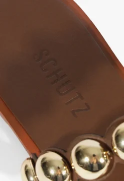 Schutz Romy Brown Leather Flat Sandal