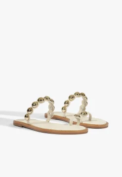 Schutz Romy White Leather Flat Sandal
