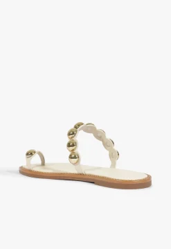 Schutz Romy White Leather Flat Sandal