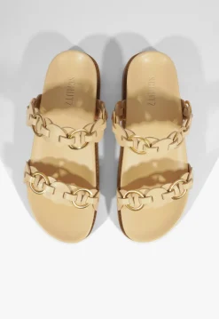Schutz Selina Beige Leather Sporty Sandal