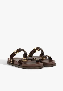 Schutz Selina Brown Leather Sporty Sandal