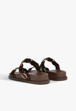 Schutz Selina Brown Leather Sporty Sandal