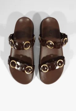 Schutz Selina Brown Leather Sporty Sandal