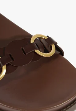 Schutz Selina Brown Leather Sporty Sandal