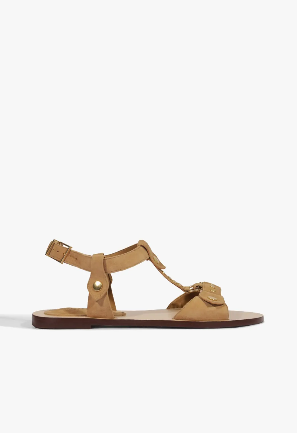 Schutz Stevie Brown Suede Flat Sandal