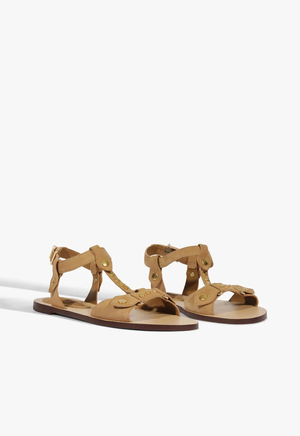 Schutz Stevie Brown Suede Flat Sandal